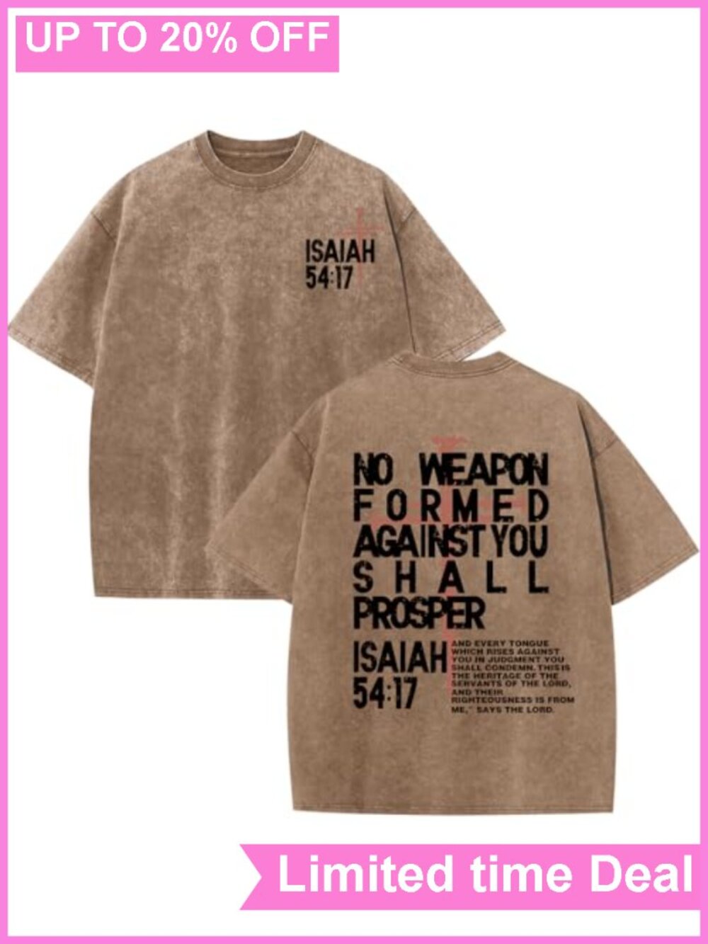 Men's Christian Graphic T-Shirt Oversized Vintage Acid Wash Cotton Faith Tee